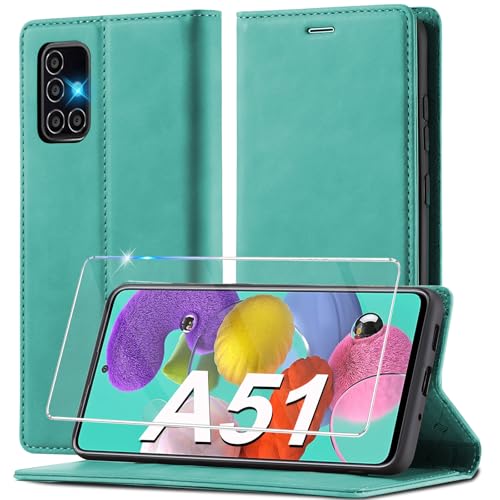 Étui en cuir pour Samsung Galaxy A51 4G avec film de protection écran antichoc