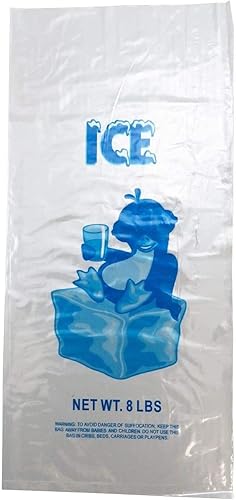 500 bolsasestuche! - Bolsa de plástico transparente impreso LDPE 8LB bolsas de hielo 10"x20" 1.35 mil