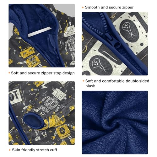 CHIFIGNO Cute Cartoon Toddler Boy Jackets Fleece Lined Fleece Zip up Jacket Boys Fall Jacket with Hooded 5T3