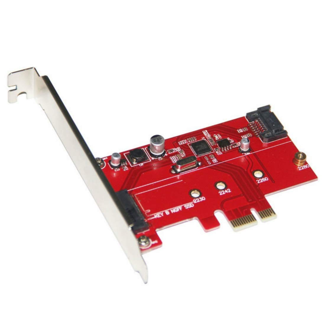 JMT Desktop PCI-E 2.0 to Key B (NGFF) / SATA 3.0 B-Key Transfer Card for 2230/2242/2260/2280