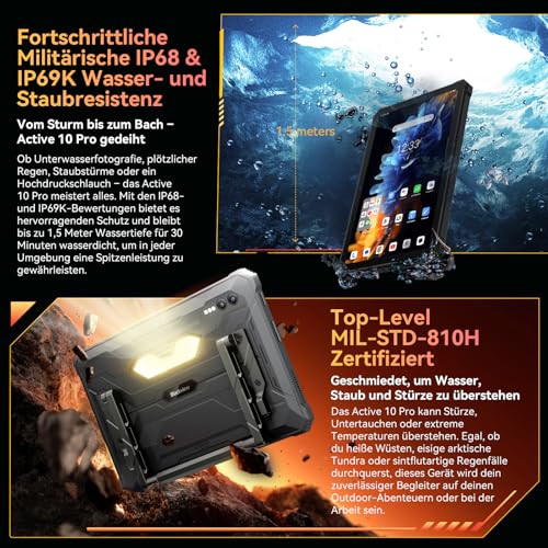 Blackview Active10 Pro Outdoor Tablet 30000mAh Akku 36GB RAM + 512GB ROM 11 Zoll FHD+ Rugged Tablet 108MP+50MP Kamera Dimensity 7300/5G LTE/WiFi 6/GPS/Nachtsicht – Bild 6