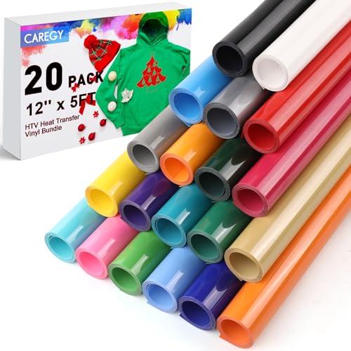 CAREGY HTV Heat Transfer Vinyl Bundle Iron on Vinyl Rolls for T-Shirts...