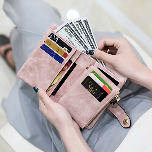 wallets for women bifold small rfid soft leather ladies wallets trifold womens wallets billfolds mini wristlet clutch cute zipper coin purse with wrist strap