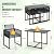 HAPPYGRILL 3 Pieces Outdoor Patio Dining Set, PE Rattan Furniture Set with Cushions, Tempered Glass Tabletop, Space-Saving Rattan Dining Chair Table Set for Backyard Poolside Balcony