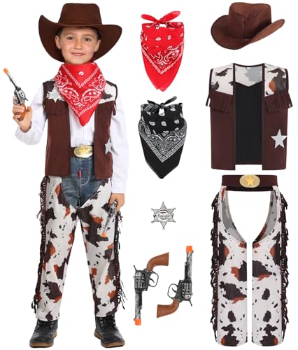 Geplaimir Cowboy Kostüm Kinder Set mit Cowboy Hut Weste Jungen...