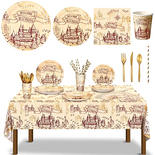 130 Pcs Wizard Party Decorations Welcome Wizard Party Supplies Wizard Tablecloth Sets Includes Wizard Plates Tablecloth Cups Straws Knife Forks Napkins for Wizard Birthday Party Serves 16 Guests 130 Pcs Wizard Party Decorations Welcome Wizard Party Supplies Wizard Tablecloth Sets Includes Wizard Plates Tablecloth Cups Straws Knife Forks Napkins for Wizard Birthday Party Serves 16 Guests