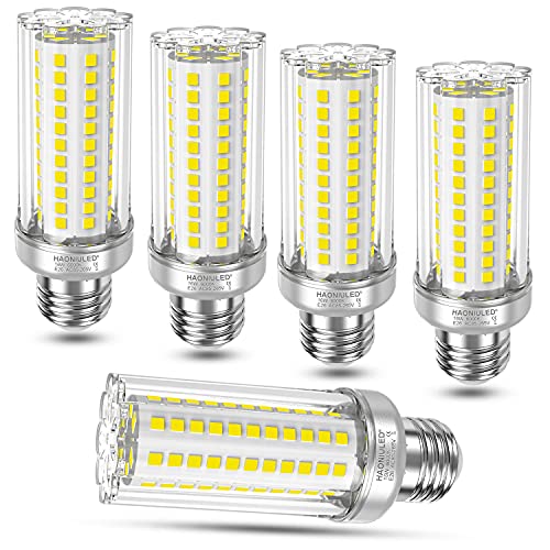 HAONIULED Pack of 5 E26 LED Bulbs, 16W LED Candelabra Bulb 150 Watt Equivalent, 1900lm, E26 Standard Base Decorative Non-Dimmable LED Chandelier Bulbs, Daylight Cool White 6000K LED Corn Light Bulb