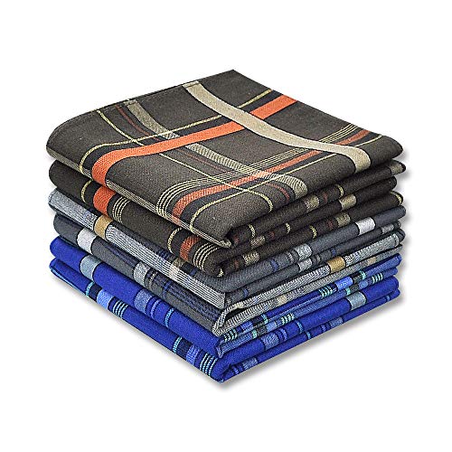 Soft Men's Cotton Handkerchiefs with Assorted Color 6 Piece Gift Set by Zenssia