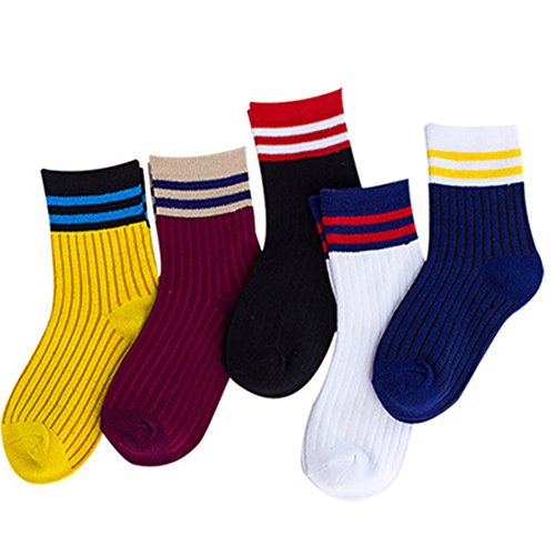 5 paquetes de niños calcetines de algodón de rayas de algodón 3-5 años de edad