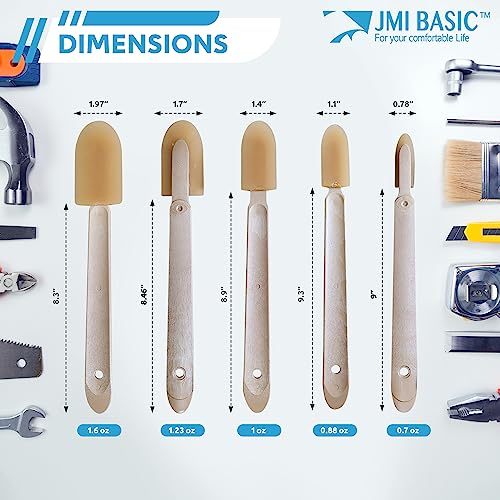 Image of JMIBASIC Caulk Smoothing Tool Set, Assorted 7 Sizes with 2 Corner & Narrow Spatula, Silicone & Sealant Grout Applicator, Rubber Caulking Finisher (Plastic (2 Wood))