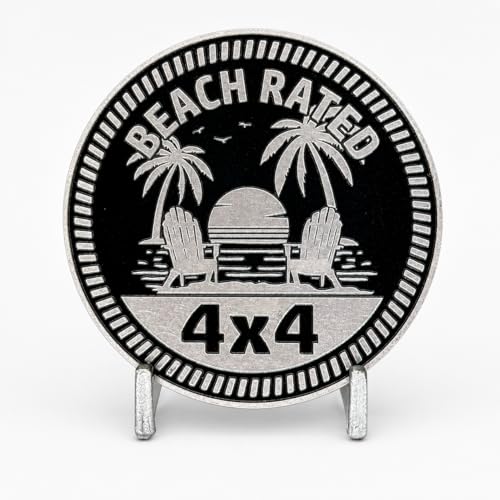 Image of Beach Rated - Solid Stainless Steel Metal 4x4 Badge Designed for Any 4x4 Vehicle - Made in the USA by CUSTOM4X4BADGES