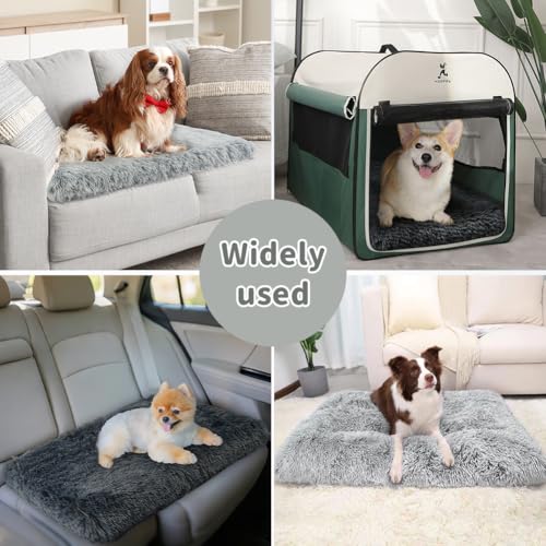Aomig Hundebett Quadratisches Katzenbett Plüsch Katzendecke Flauschiges Hundebett Waschbar Hundematte Hundekissen Hundekorb Hundesofa für Kleine, Grosse, Mittelgroße Hunde Katzen (Hellgrau, 75*50*8cm)