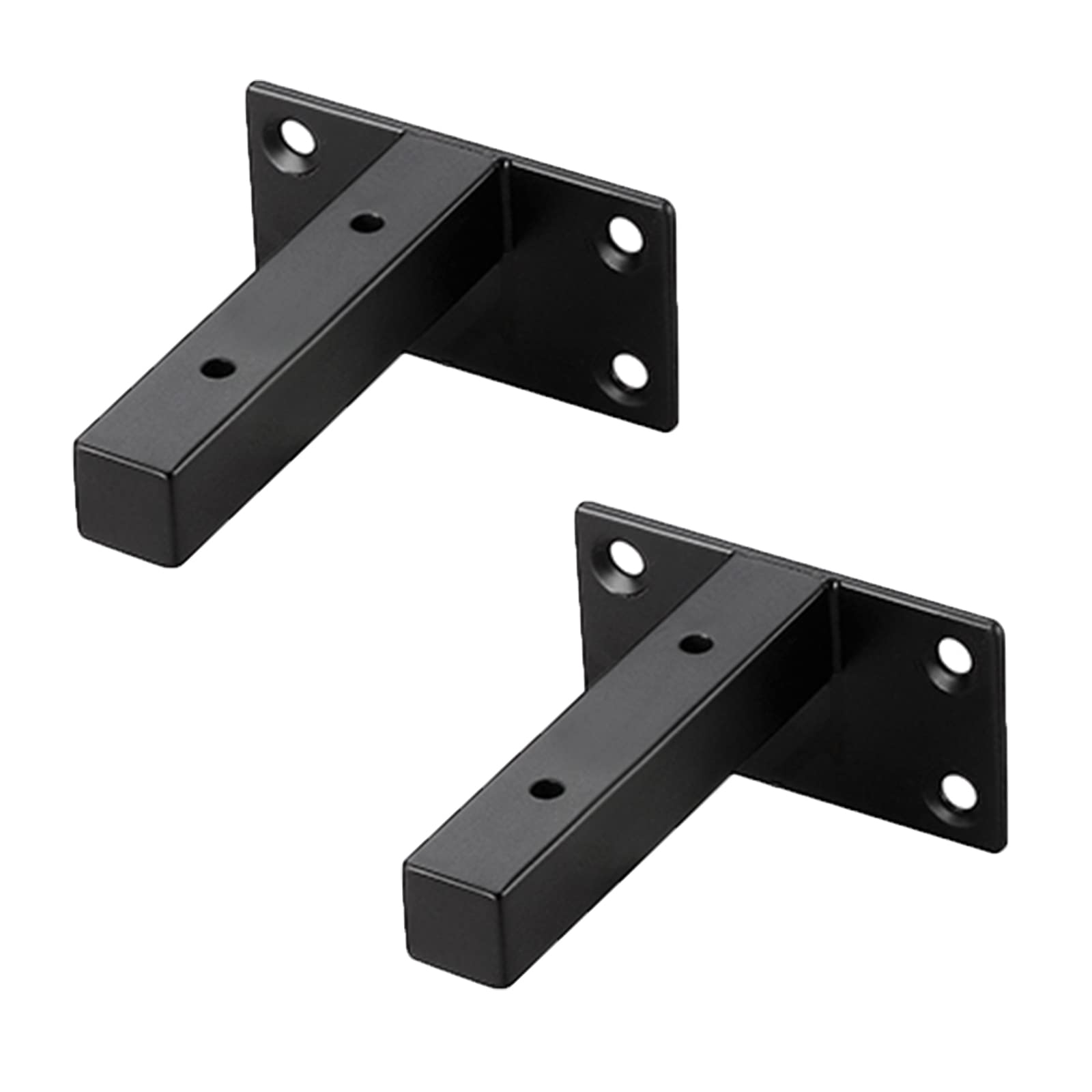 Black Square Pipe Shelf Brackets Stainless Steel Industrial Shelf Support Heavy Duty Metal Bracket for Wall Mounted Floating Shelves, 2 Pcs (100mm/3.9in)