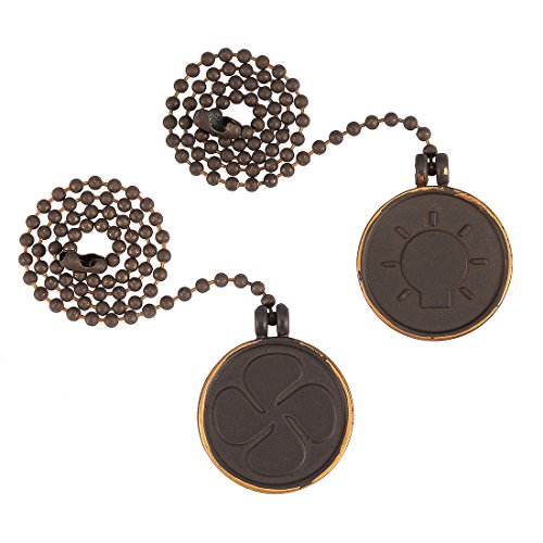 sourcing map 2pcs Ventilador de techo tirar de la cadena de bronce 12 pulgadas Moneda Bombilla forma cadena de tirar