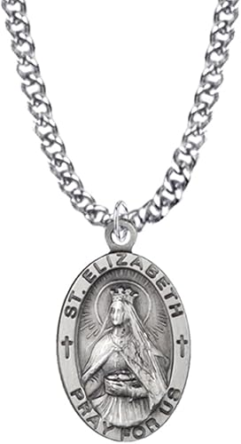 TrueFaithJewelry - Medalla ovalada de plata de ley patrón de enfermeras 06in