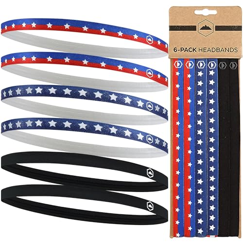 Image of Tough Headwear Thin Elastic Headbands - Sports Headbands for Women & Men - Mens Workout Headband - Running or Soccer Headband