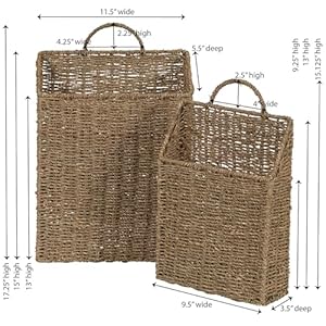 Household essentials ml 5613 seagrass wall basket set 2 piece  urban country home decor