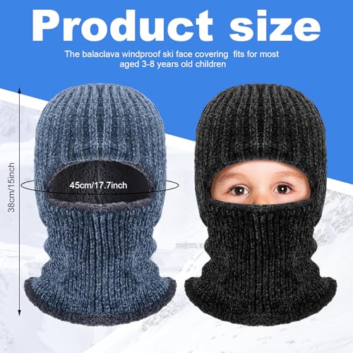 2 Pcs Ski Mask for Kids Face Cover Knitted Balaclava Ski Plush Mask for Boys Girls Winter Outdoor Sport Bike Cycling2