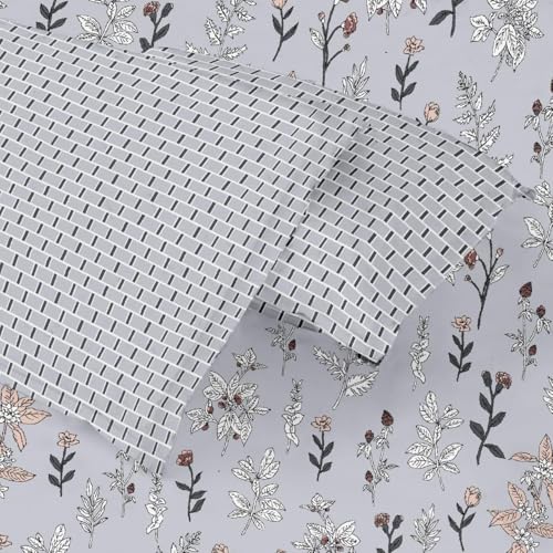 Image of Trance Home Linen 100% Cotton Floral Printed Pillow Covers | Pillow Cases | Set of 2 Piece Pillow Covers Only |Standard Size (18 X 28 Inch, Slate Blue Carnations)