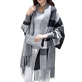 [ASARANS] コーディガン ショール ストール レディース コート アウター カーディガン 羽織 おしゃれ 可愛い (グレーチェックB)