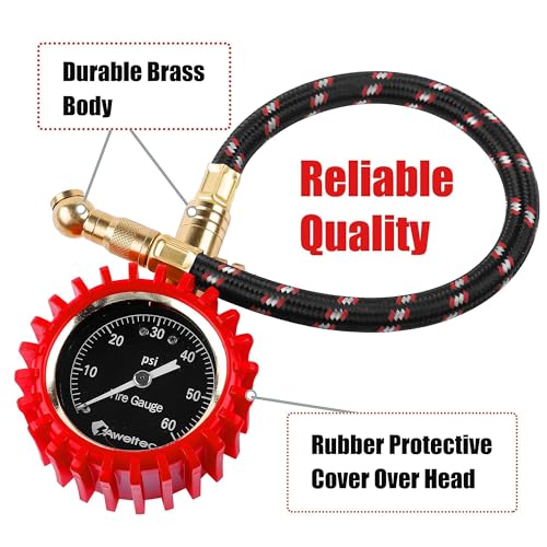 Image of Tire Pressure Gauge 0-60 PSI - Heavy Duty with Long Hose