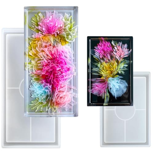 2 PCS Silicone Coaster Molds Rectangle Resin Molds Durable Silicone Coaster Molds Epoxy Resin Concrete for DIY Jewelry Trinket Dish Rolling Tray Gifts Home Decor Crafts