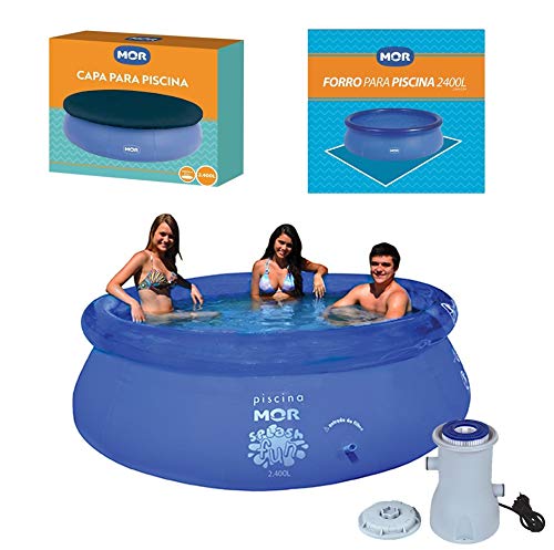 Kit Piscina Inflável Splash Fun 2400 L + Capa + Forro + Filtro - Mor - 110v