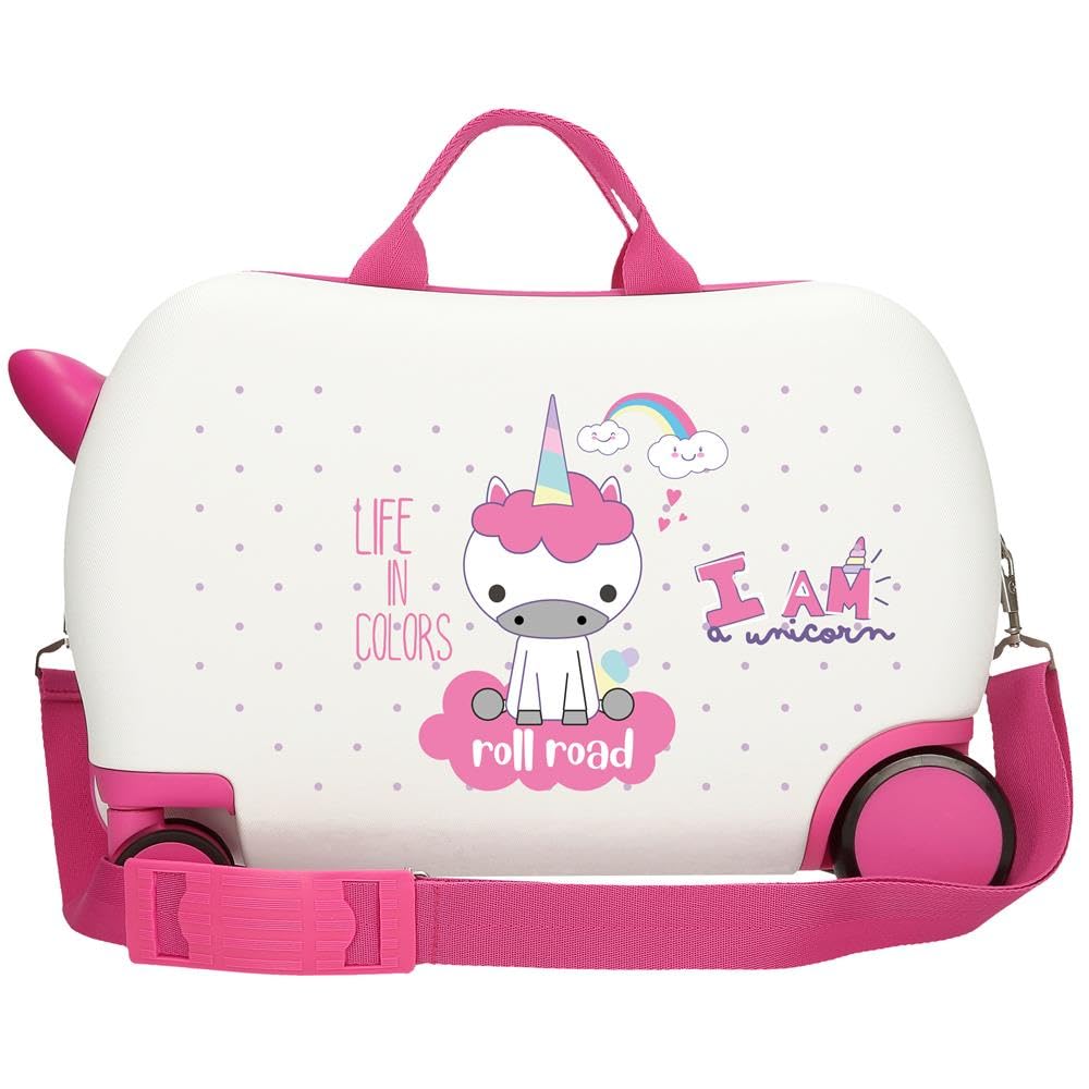 Roll Road, Blanc., 31x45x20 cms, Valise pour Enfant Licorne