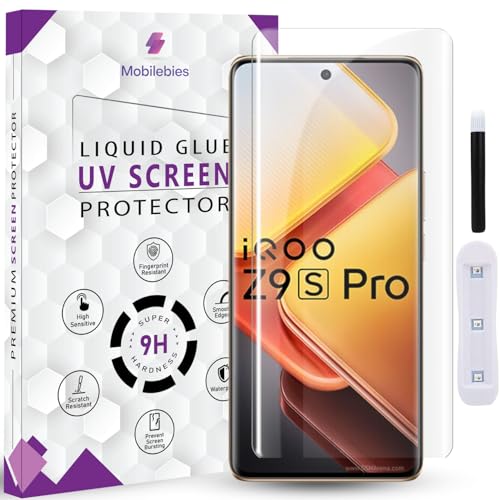 Image of Premium HD+ UV Tempered Glass Screen Protector For IQOO Z9s Pro 5G / IQOO Z9s 5G (6.78 Inch, Pack 1) Full Adhesive UV Curved Screen Protector Case Friendly HD Clear with installation kit