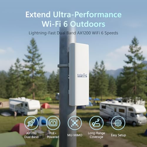 Image of EnGenius ENH500-AX KIT 5GHz Wi-Fi 6 (802.11ax) 2x2 Outdoor Wireless Bridge, up to 1,200 Mbps, high 26 dBm Transmit Power, high gain 16 dBi Integrated Directional Antenna, IP55-rated (2-Pack)