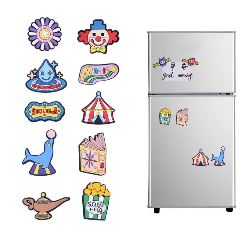 VLOOK Kids Magnets 12pcs Fridge Magnets for Toddlers Safety Refrigerator Magnets for Kids Magnetic Soft Rubber Educational Toys Gift for Fridge Whiteboard Cute Baby Cartoon Magnets (Circus)