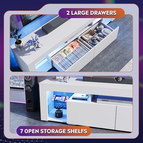 Wlive63inchtvstandledentertainmentcenterfor60to70inchtvmoderntvconsolewith2drawerstvstandsforlivingroomwhite Urban Country Home Decor Wlive 63 inch tv stand led entertainment center for 60 to 70 inch tv modern tv console with 2 drawers tv stands for living room white urban country home decor