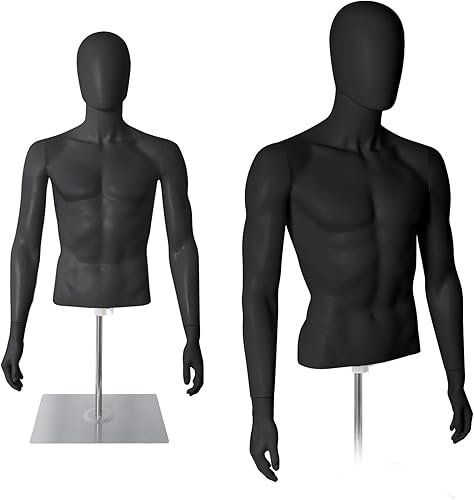 Torso de maniquí de medio cuerpo masculino con forma de vestido de piel de soporte de plástico desmontable altura de 32" - 48" Base de metal de alta
