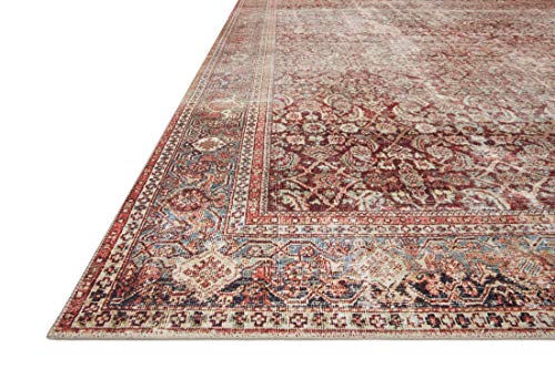 Loloi Layla Collection LAY-11 Cinnamon/Sage 9'-0" x 12'-0" .13" Thick Area Rug, Soft, Durable, Vintage Inspired, Distressed, Low Pile, Non-Shedding, Easy Clean, Printed, Living Room Rug