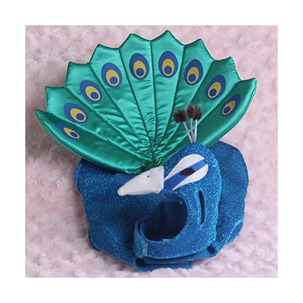 Popetpop dog peacock costume-pet costumes for cats peacocks halloween costumes with hat funny bird costume for small dogs and cats-blue - image 5