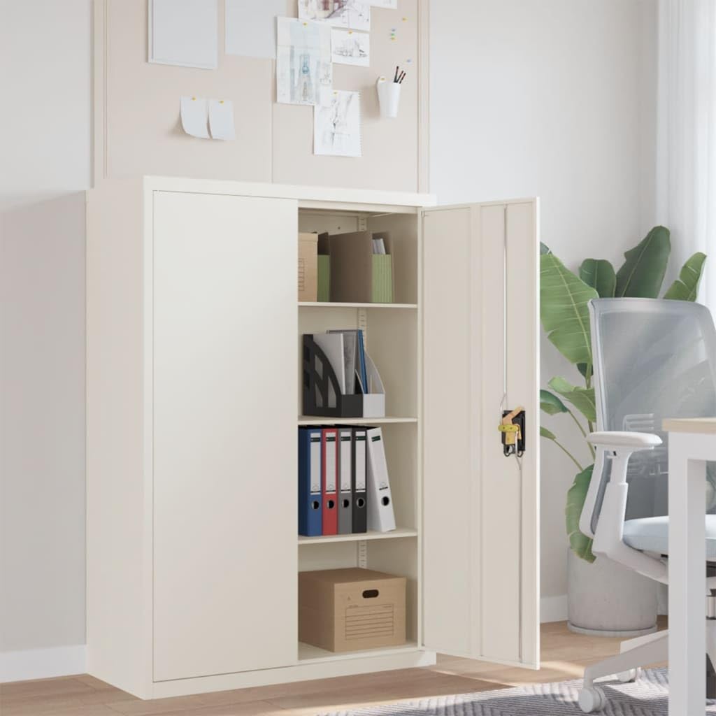 Armadietto portadocumenti con serratura, 90 x 40 x 140 cm, in acciaio verniciato a polvere, armadio da ufficio con 3 ripiani per documenti e forniture da ufficio, con supporto da parete per la