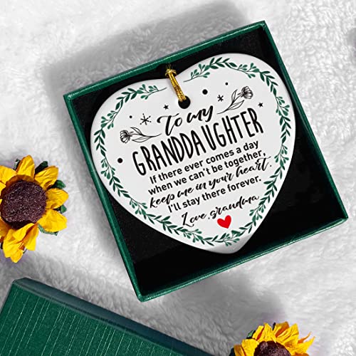 Image of Granddaughter Christmas Ornament Gifts, Keep Me in Your Heart, Christmas Tree Keepsake Ornaments Gifts for Granddaughter from Grandma, Holiday Decor Christmas Tree Decorations Ornaments Sign