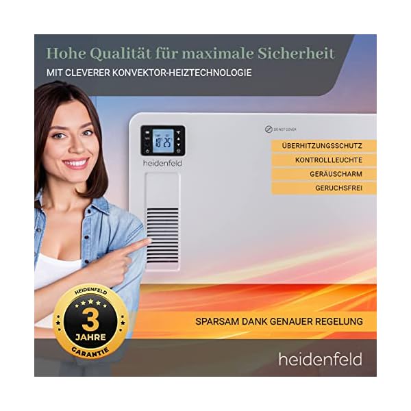 Heidenfeld Elektro Konvektorheizung EK100 | 3 Jahre Garantie - 2300 Watt - Fernbedienung - Timer - LCD-Display… – Bild 5