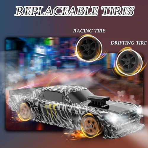 Image of 1 /43 Mini RC Drift Car with Gyroscope, 2.4GHz 4WD Full Proportional High Speed Micro Hobby RC Cars with Lights Racing Tires, Fast Small Remote Control Car, Toy Model Gift for Adults Kids Boys Girls