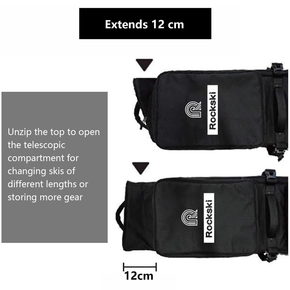 Housse de Skis imperméable à roulettes, Double Housse de Snowboard à roulettes pour Les Voyages en Avion, Extensible de 165 à 177 cm, Convient à Un ou Deux Skis.