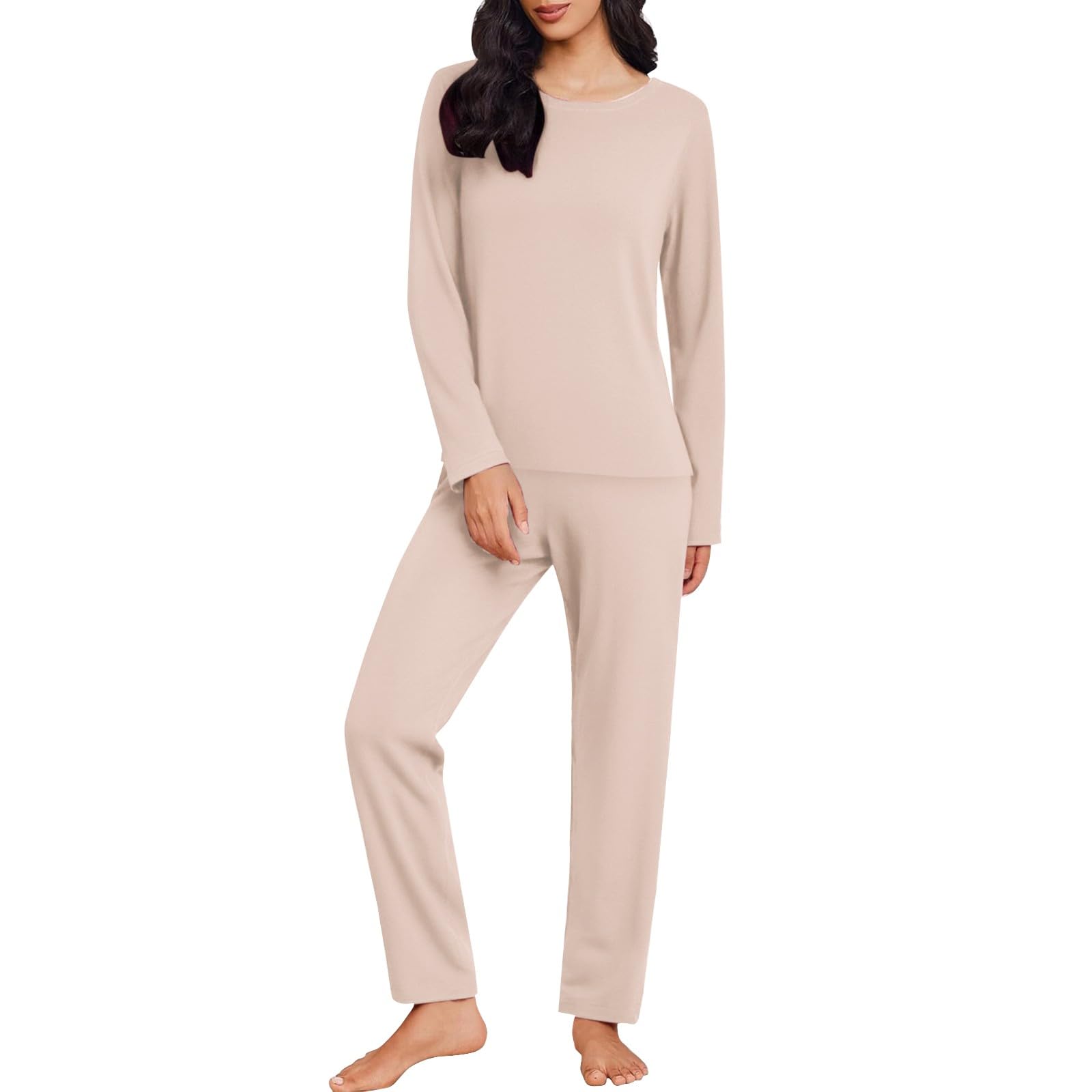 Winter Pyjama Damen – Kuscheliger Fleece-Schlafanzug Mit Langen Ärmeln