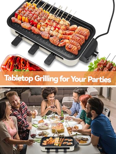 YOHSUGO Indoor Grill Smokeless, Compact Electric Grill Inside House for Kitchen Table, 1500W Korean BBQ Grill with Non-Stick Griddle Plate, Removable Raclette Cheese Pans の商品画像 5