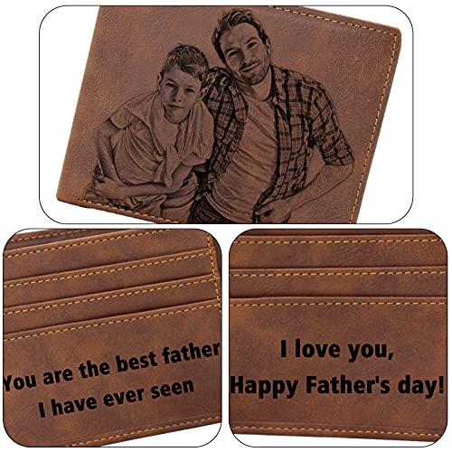 Qingxily Custom Wallets for Men,Personalized Leather Wallet Engraved Picture Text,Customized Gifts for Fathers Day,Birthday,Anniversary4