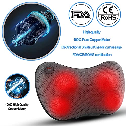 Viktor Jurgen Shiatsu Masssage Pillow Neck Shoulder Back Massager With Heat -Gifts For Men/Women -Deep Tissue Massaging For Muscle Pain Relief For Full Body Neck Shoulders Back Foot (Black 1) #TOP3