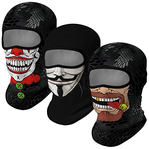 Image of Red Plume 3PCS Balaclava Full Face Mask Ski Mask UV Protection Cover Motorcycle Full Face Mask for Men Women Outdoor Sports