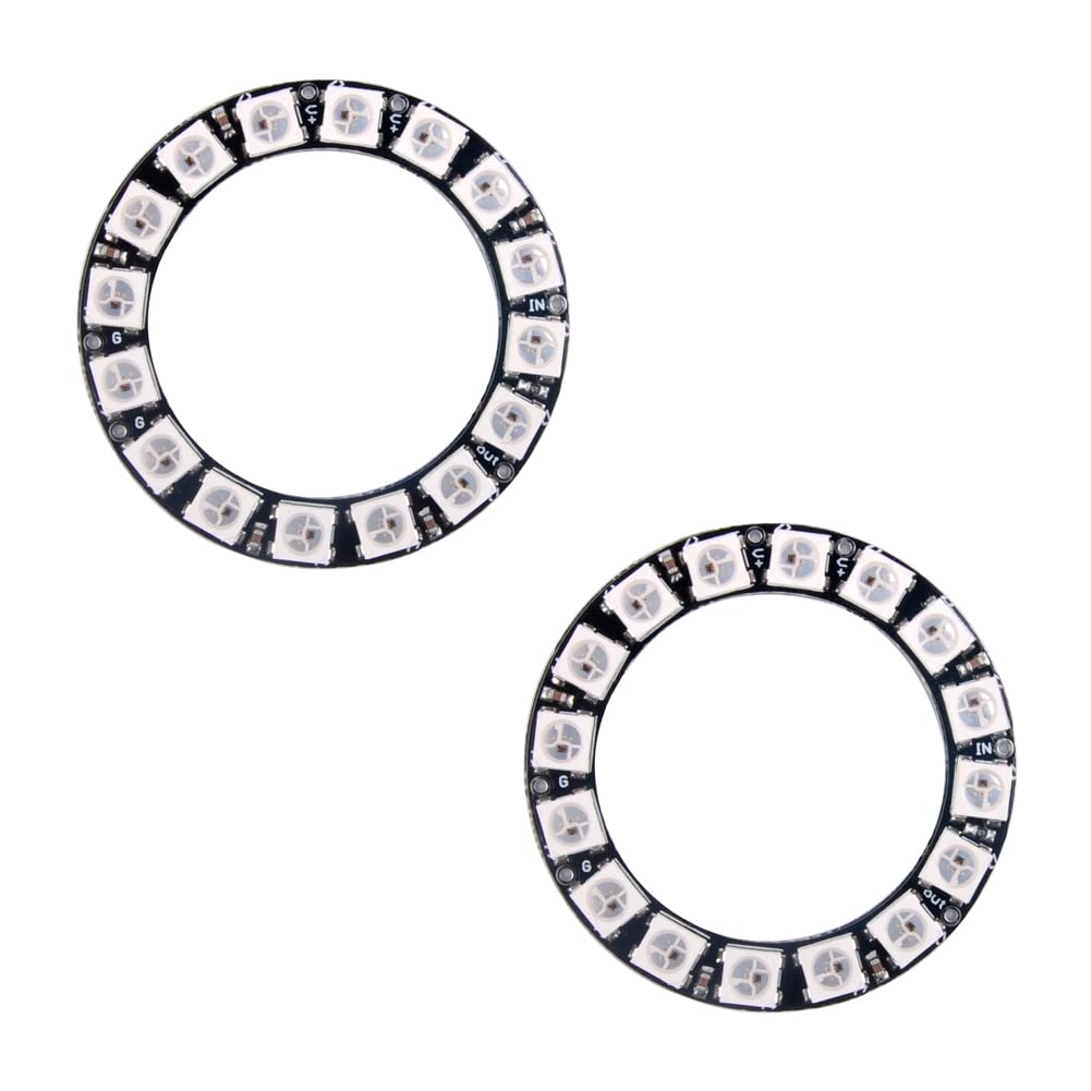 2PCS 16 Bits WS2812 5050 RGB LED Light Ring Full Dream Color Individually Addressable with Integrated Driver for Arduino