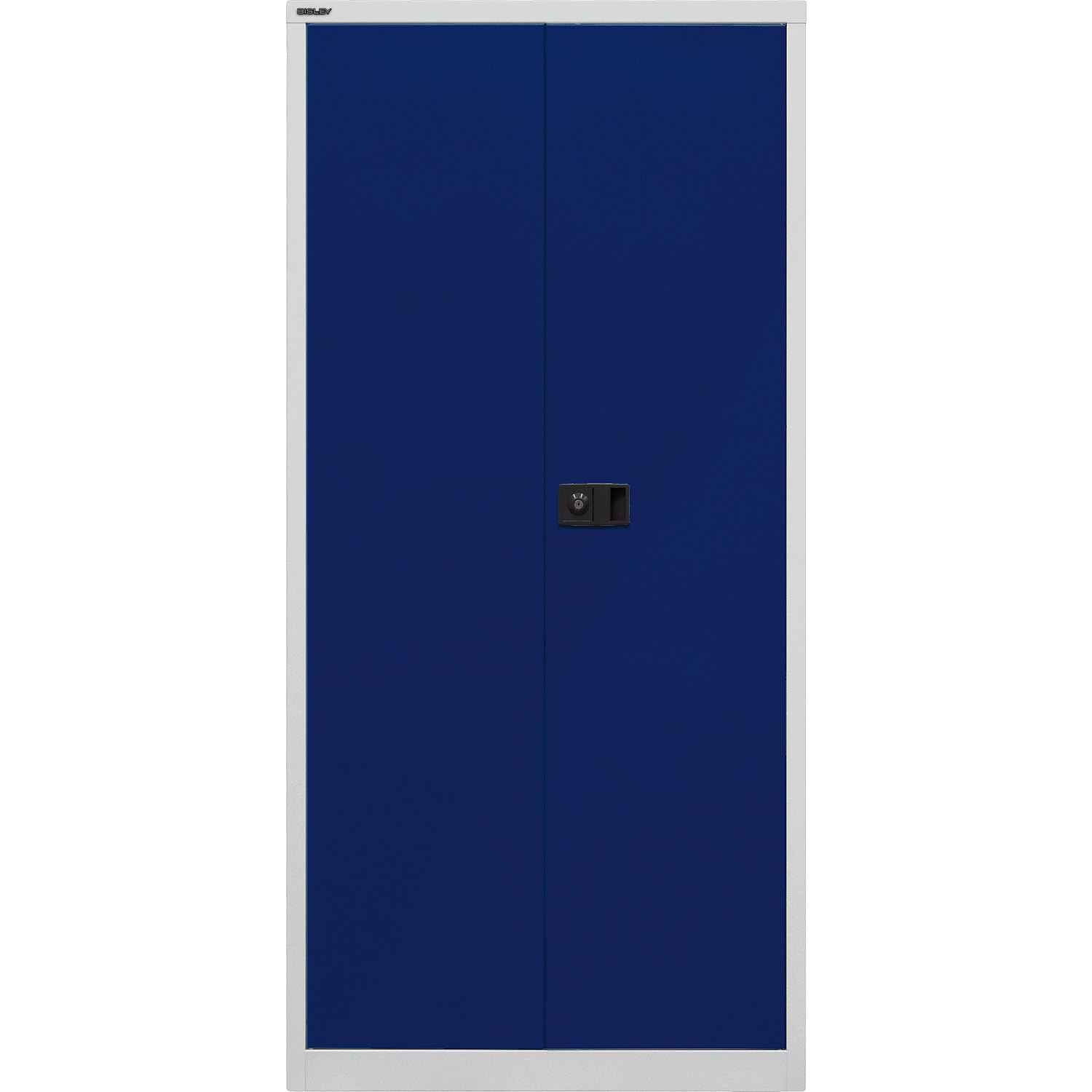 BISLEY Flügeltürenschrank Universal, 4 verzinkte Fachböden, 5 OH, Metall, 505 Korpus Lichtgrau, Fronten Oxfordblau, 50 x 91.4 x 195 cm
