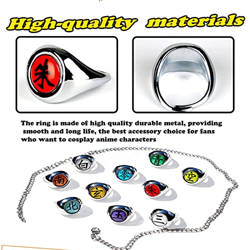 KEMIN 12 Pezzi Set di Anime Anello Akatsuki