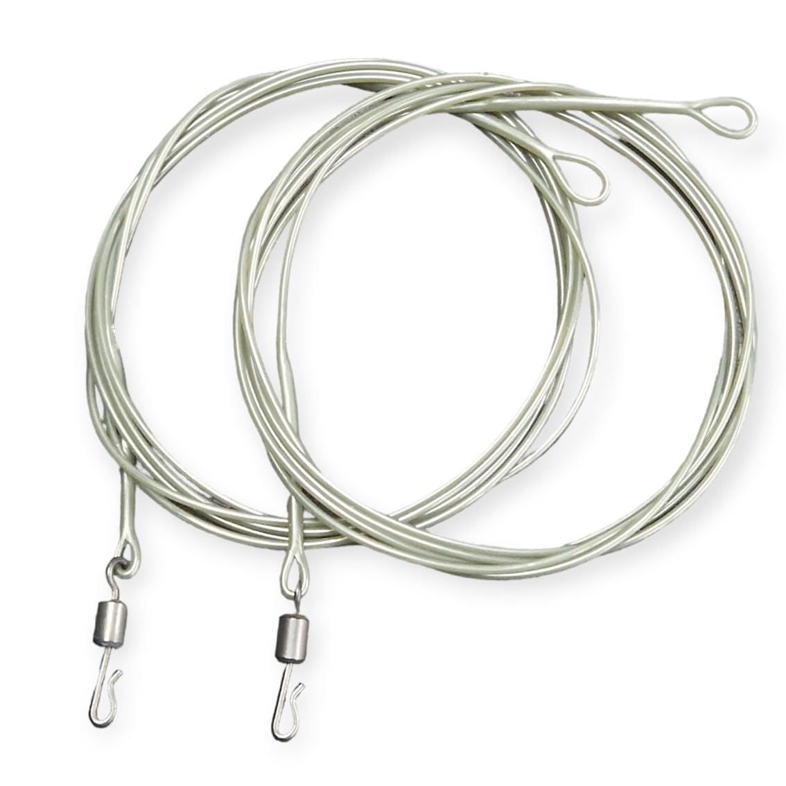 Twin pack fluorocarbon carp Leaders Quick Change swivels fused loop 3 colour options (Translucent Green), 100cm