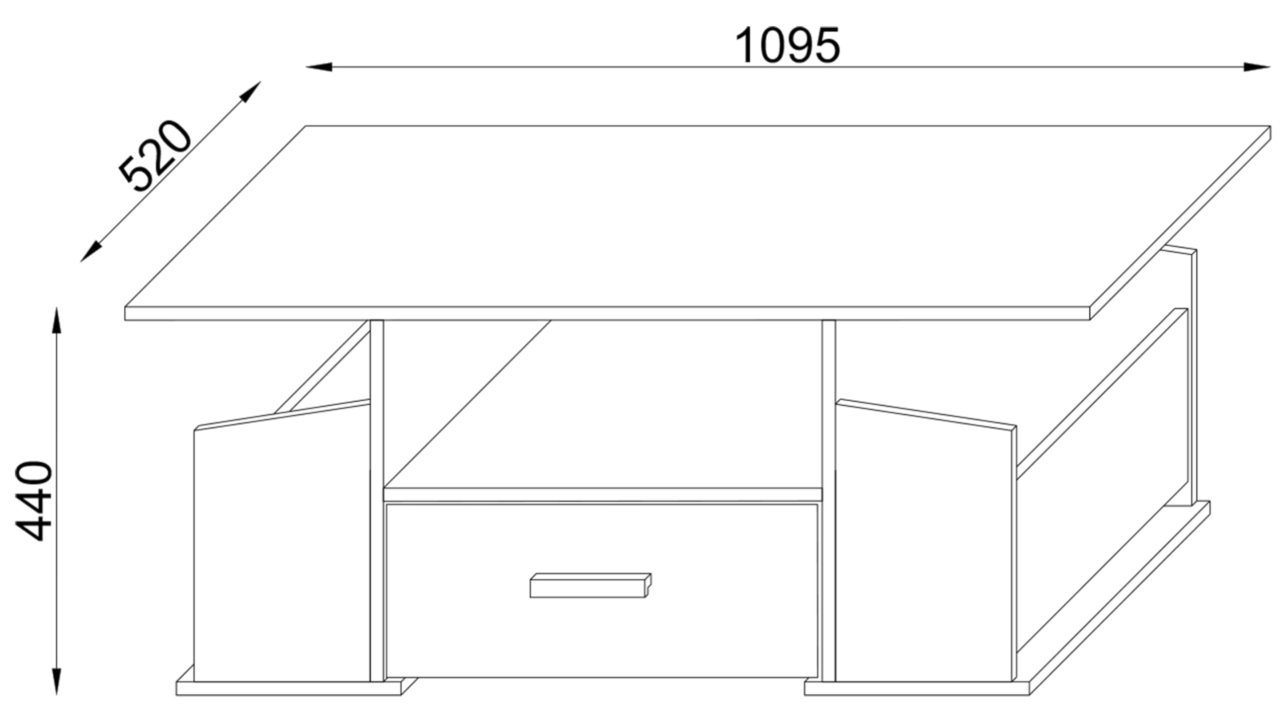 VCM Holz Couchtisch mit ausreichend Stauraum | Maße ca. H. 44 x B. 110 x T. 52 cm | Wohnzimmertisch mit Schublade - Junata Anthrazit/Honig-Eiche